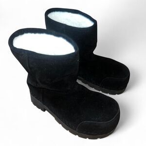 Women's Black Faux Suede Faux fur Sherling Boots SZ 9
